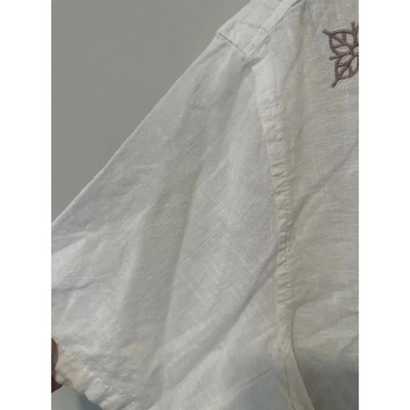 ETA E.T.A. Mens Resort Button Down Size Large Beige with Embroider 100% Cotton - Picture 7 of 12